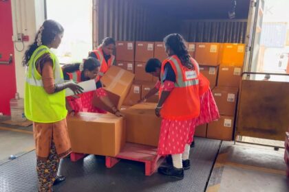 Maersk’s Chennai CFS with an all-women workforce managing warehouse operations, symbolizing gender inclusivity in logistics.