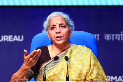 Finance Minister Nirmala Sitharaman addressing supply chain diversification at an industry event.