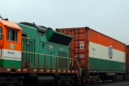 SCM SPECTRUM - Indian Railways freight train on the Dedicated Freight Corridor improving cargo transportation efficiency in India.