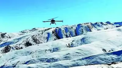 SCM Spectrum - Indian military drone flying over rugged terrain with a defense security overlay.