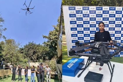 SCM Spectrum - A team of women drone pilots from Skye Air Mobility conducting a drone delivery operation in Gurugram, India.