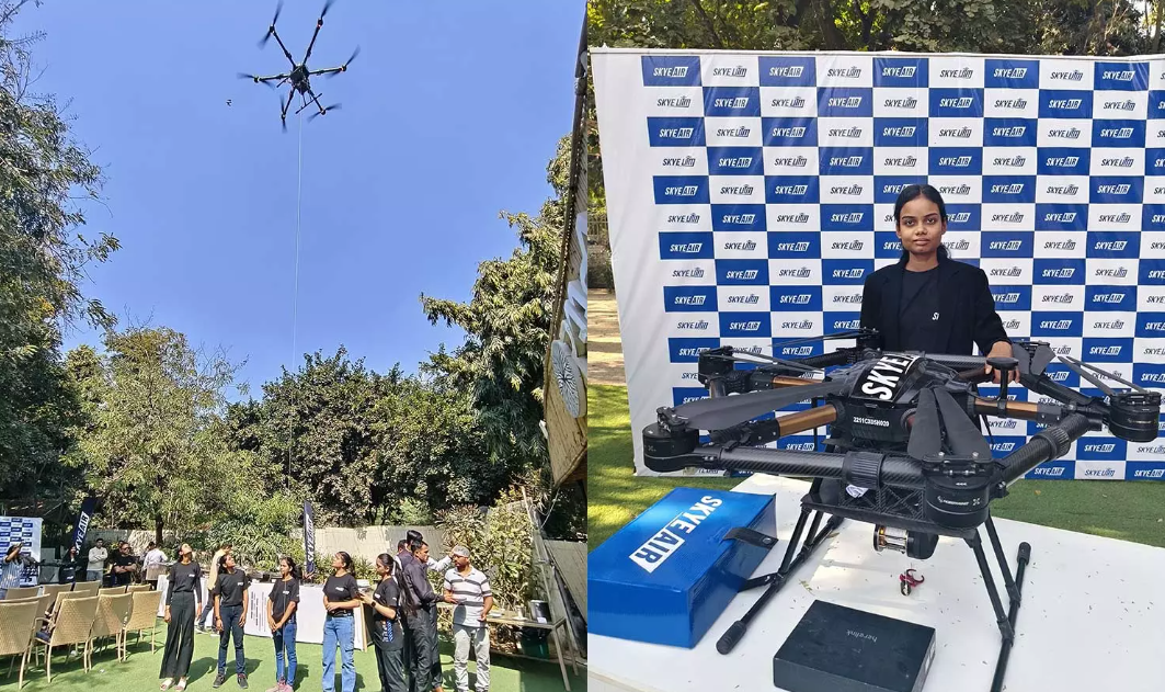 SCM Spectrum - A team of women drone pilots from Skye Air Mobility conducting a drone delivery operation in Gurugram, India.