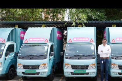 SCM SPECTRUM - Tata Ace EV electric cargo vehicles lined up for last-mile delivery in urban area