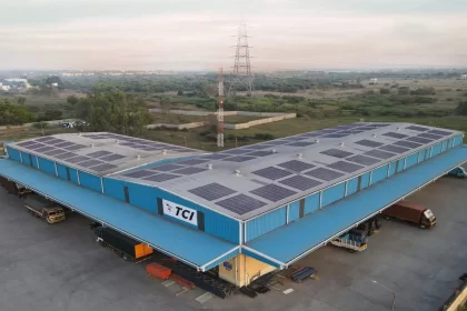 SCM SPECTRUM - TCI trucks and cargo containers at a multimodal logistics hub