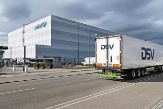 DSV cargo plane unloading emergency supplies for UNICEF humanitarian aid mission