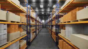 Modern secure warehouse equipped with climate control and IoT monitoring systems