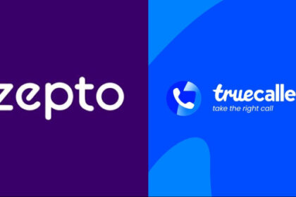 Zepto delivery executive making a verified call to customer using Truecaller features