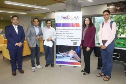 FedEx CEO Rajesh Subramaniam inaugurates the ALFA Centre at IIT Bombay with students and faculty in attendance.