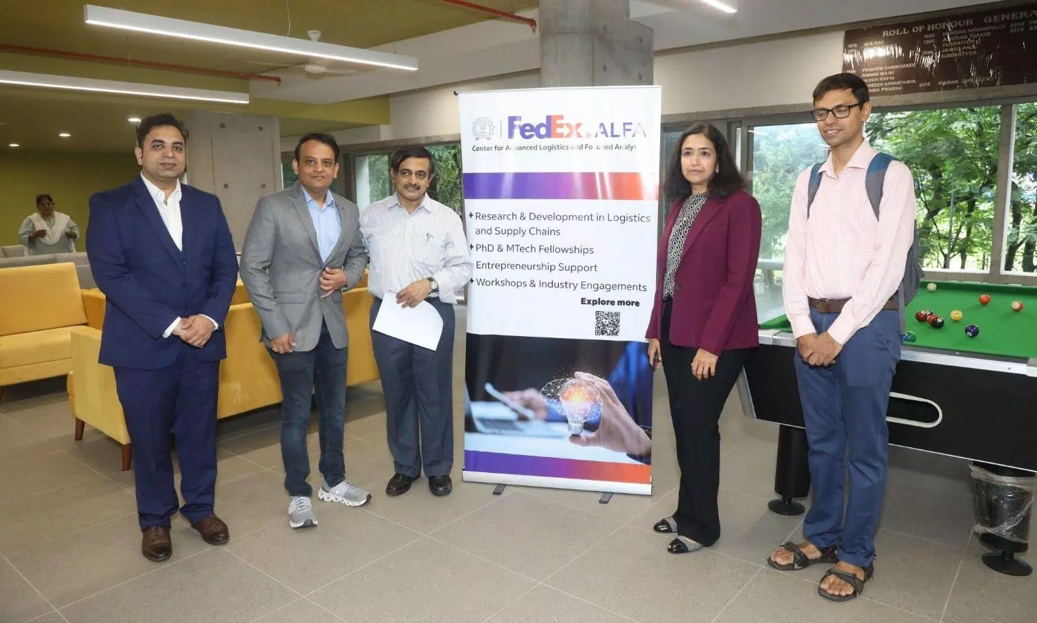 FedEx CEO Rajesh Subramaniam inaugurates the ALFA Centre at IIT Bombay with students and faculty in attendance.