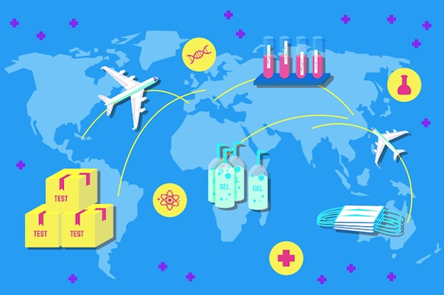 Pharmaceutical supply chain disrupted by climate change impacts like floods, heatwaves, and logistical delays.